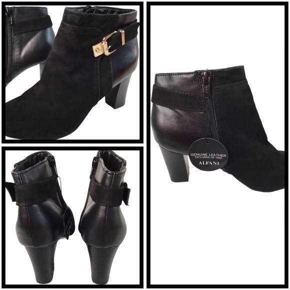 Alfani Leather & Suede NWT Booties Size 6M Black - Picture 12 of 13